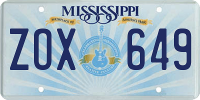 MS license plate ZOX649