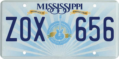 MS license plate ZOX656