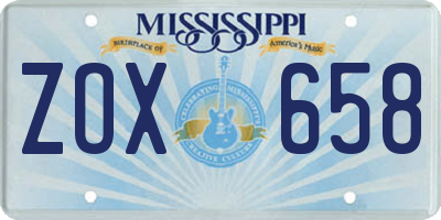 MS license plate ZOX658