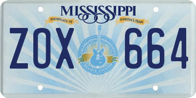 MS license plate ZOX664