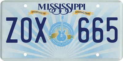 MS license plate ZOX665