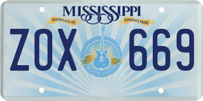 MS license plate ZOX669