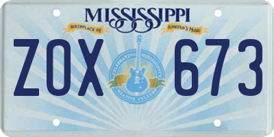 MS license plate ZOX673