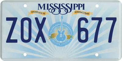 MS license plate ZOX677