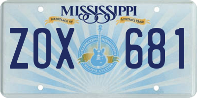 MS license plate ZOX681