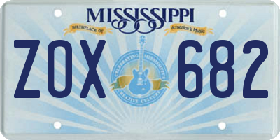 MS license plate ZOX682