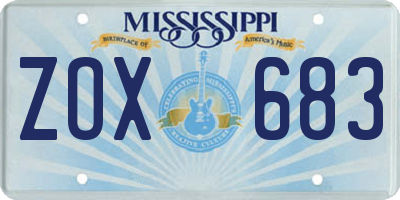 MS license plate ZOX683