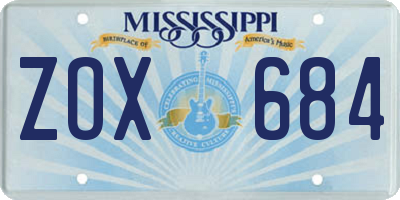 MS license plate ZOX684