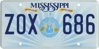 MS license plate ZOX686
