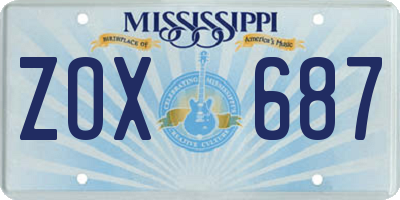 MS license plate ZOX687