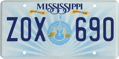 MS license plate ZOX690