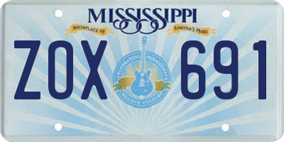 MS license plate ZOX691
