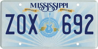 MS license plate ZOX692