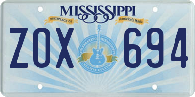 MS license plate ZOX694