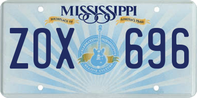 MS license plate ZOX696