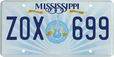 MS license plate ZOX699
