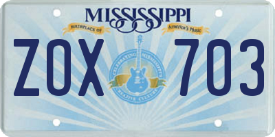 MS license plate ZOX703