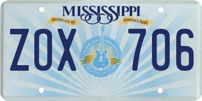 MS license plate ZOX706