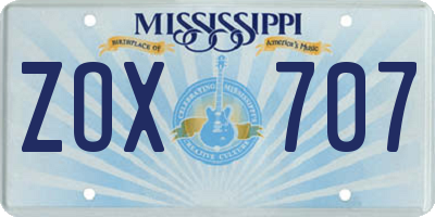 MS license plate ZOX707