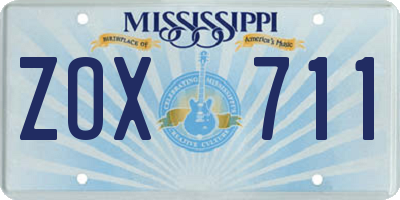MS license plate ZOX711