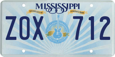MS license plate ZOX712
