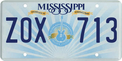 MS license plate ZOX713