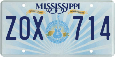 MS license plate ZOX714