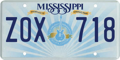MS license plate ZOX718