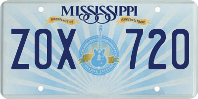 MS license plate ZOX720