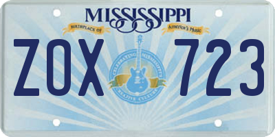 MS license plate ZOX723