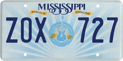 MS license plate ZOX727