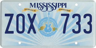 MS license plate ZOX733