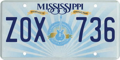 MS license plate ZOX736