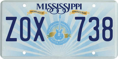 MS license plate ZOX738