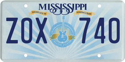 MS license plate ZOX740