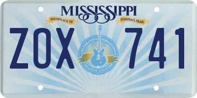 MS license plate ZOX741