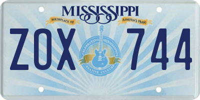 MS license plate ZOX744