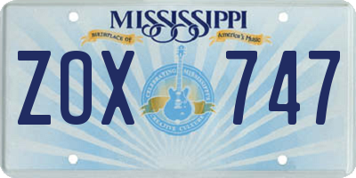 MS license plate ZOX747