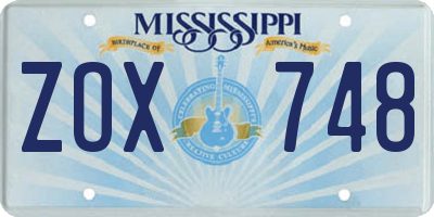 MS license plate ZOX748