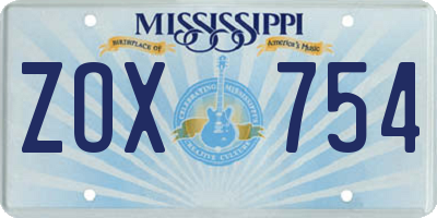 MS license plate ZOX754