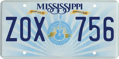 MS license plate ZOX756
