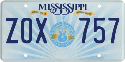 MS license plate ZOX757