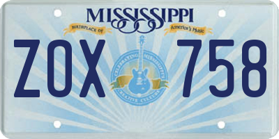 MS license plate ZOX758