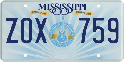 MS license plate ZOX759