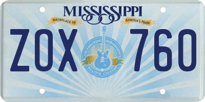 MS license plate ZOX760