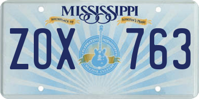MS license plate ZOX763