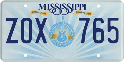 MS license plate ZOX765