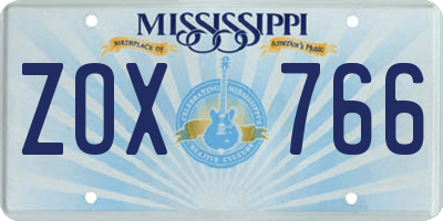 MS license plate ZOX766