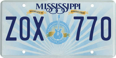 MS license plate ZOX770