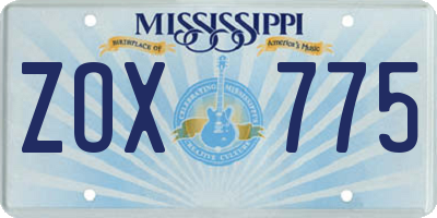 MS license plate ZOX775